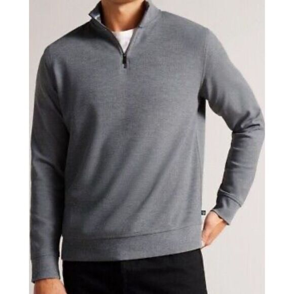 TED BAKER Men 8% Wool Zip Neck Knit Jumper Sweater Size L (4) - Picture 1 of 6